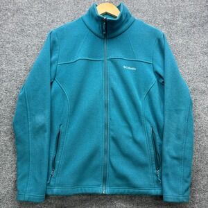 Columbia Fleece Jacket Women's Size L Teal Full Zip Outdoor Activewear Outerwear